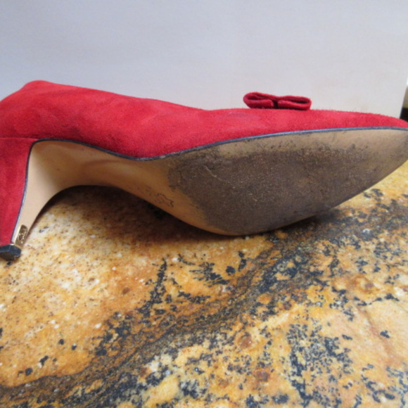 DAVID EVINS RED SUEDE HIGH HEELS PUMPS Size 8AA - Picture 6 of 6